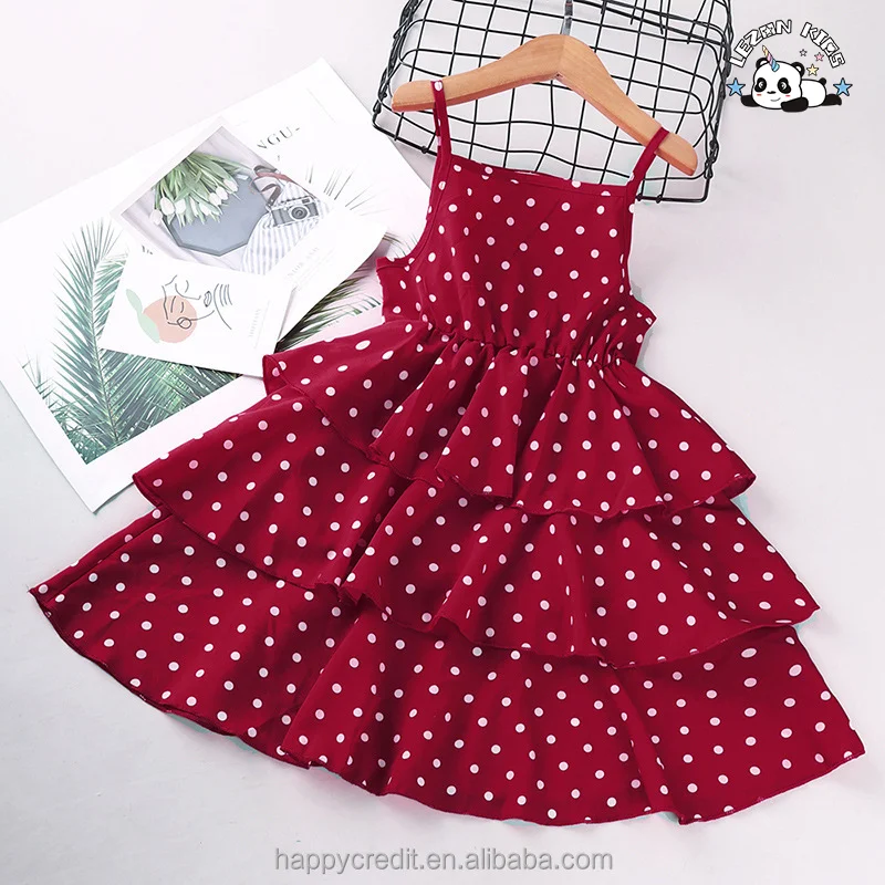 LEZONKIDS - Girls' Dresses O-Neck Knee-Length New Sprin Summer Children's Wear Polka Dot Sleeveless Princess Dress